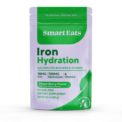 Iron Hydration - 18mg Gentle Iron, 725mg Electrolytes, 6 Vitamins to Boost Absorption, Sugar Free, Simple Ingredients, Mixed Berry Flavor - 30 Scoops