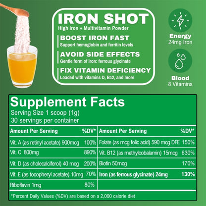 2-in-1: Iron + Multivitamin Powder