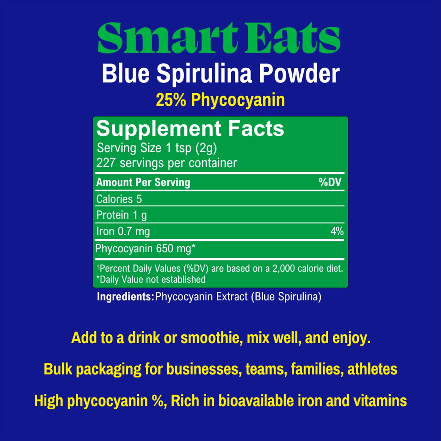 Blue Spirulina (Organic) - Vibrantly Rich in Phycocyanin