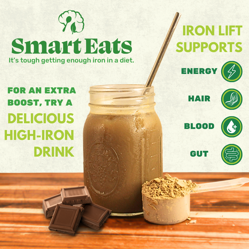 Iron Lift - Powder Drink to Boost Iron Levels Fast - Vegan - Chocolate - 30 Scoops