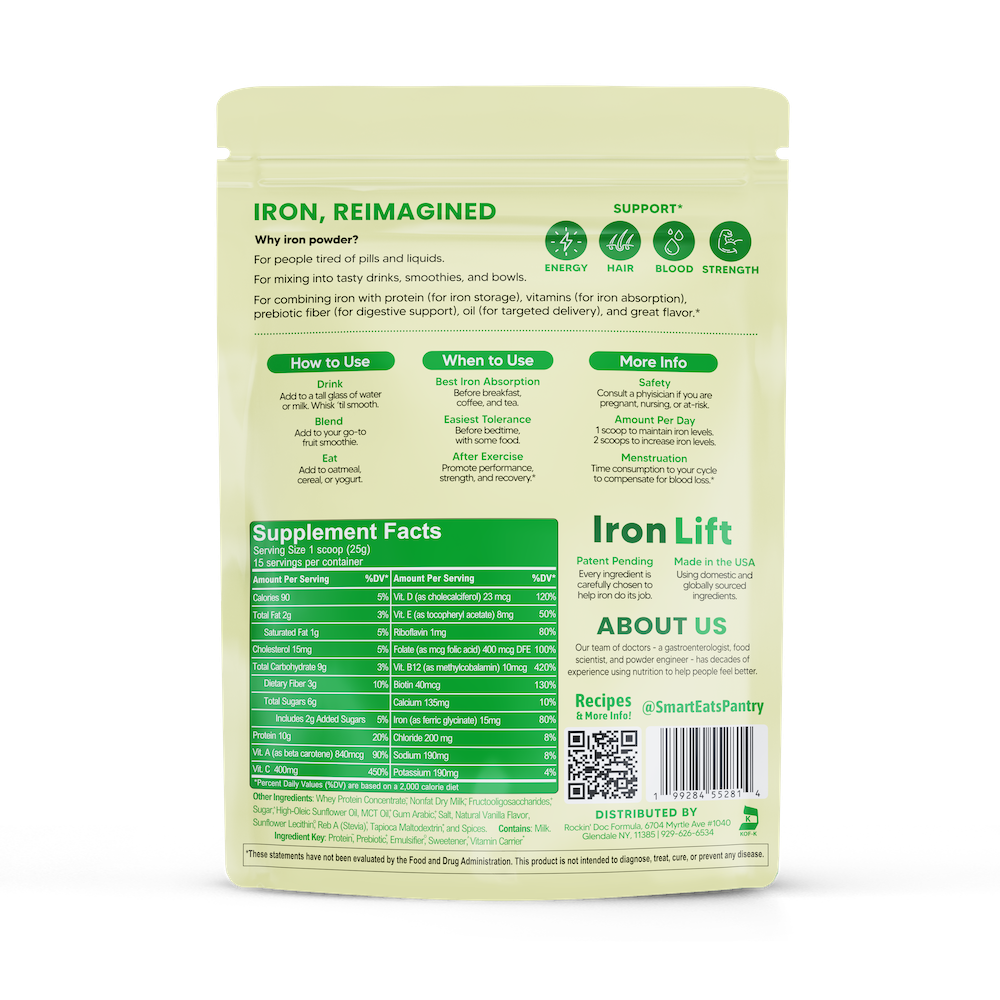 Iron Powder - Highly Absorbed, Avoids Side Effects - Vanilla Whey